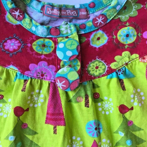 Jelly the Pug Christmas Dress 24 months Long Sleeves Buttons Festive Hol… - Picture 6 of 11